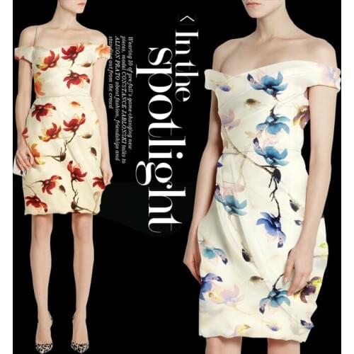 135cm wide 14mm flower print silk organza fabric for dress shirt clothes pants part dress 2 colors available