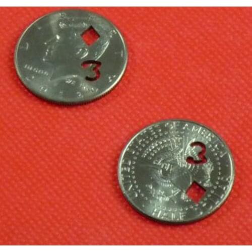 3 of Diamonds Half Dollar Coin Magic Tricks Close Up Coin Prediction Magia Appearing Magie Illusion Gimmick Props Accessories