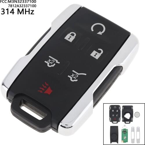 314MHz 6 Buttons Black Keyless Remote Car Auto Key Fob with ID46 Chip M3N32337100 7812A32337100 Suitable for Chevrolet