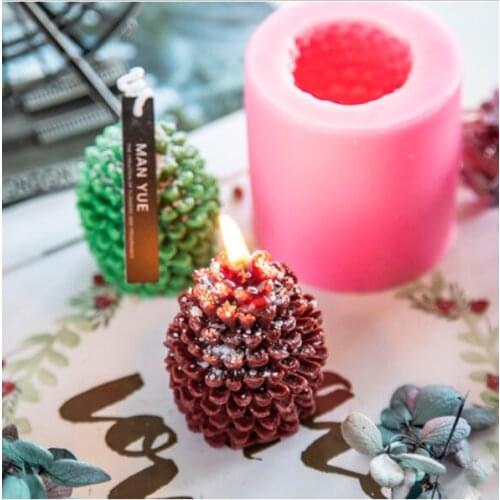 3D Pine Cone Candle Silicone Mold DIY Handmade Christmas Fondant Cake Chocolate Candy Clay Soap Jelly Resin Mold Supplies