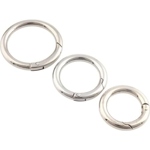 6pcs 21mm 25mm 32mm Silver Metal Plated Gate Spring Ring Key Round Push O-Ring Buckles Clips Carabiner Push Trigger Snap Hooks