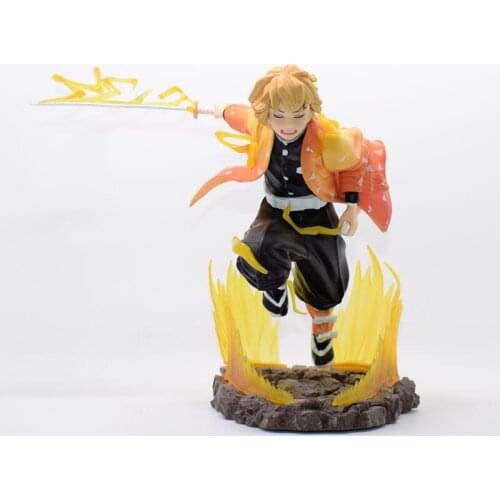 Anime Demon Slayer Toy Figure Agatsuma Zenitsu Battle Edition Model Action Figure PVC Material Crafts Scene Statue Decoration