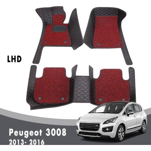 Auto Carpets Luxury Double Layer Wire Loop For Peugeot 3008 2016 2015 2014 2013 Car Floor Mats Interior Accessories Waterproof