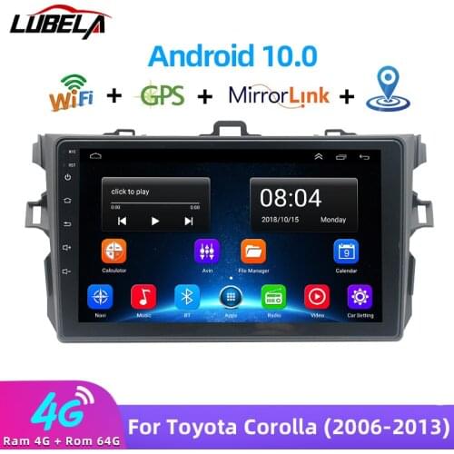 LUBELA-2 Din Android 10.0 Car Radio Multimedia Player GPS Navigation Bluetooth Mirrorlink For Toyota Corolla E140 150 2006-2013