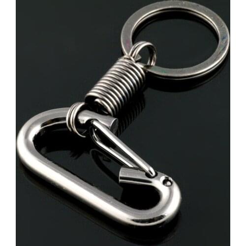Keychain Simple Strong Carabiner Shape Keychain Climbing Hook Key Chain Rings Stainless Steel Man Gift