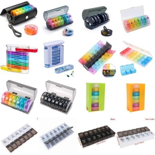 7Day Pill Box Travel Weekly Medicine Organizer Case Round Container Day And Night Marking Pill Sorting Vitamin Supplement opslag