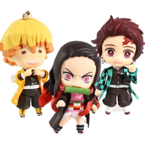 10cm Anime Demon Slayer Zenitsu Agatsuma 1334 Nezuko 1194 Kamado Tanjirou 1193 PVC Action Figure Model Collectible Toys