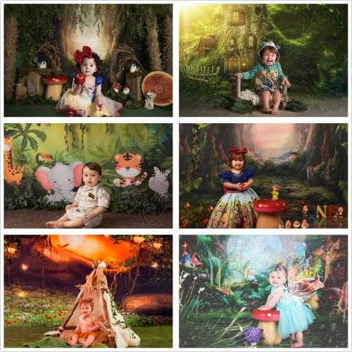 Natural Scenery Enchanted Forest Backdrops for Photography Fairy Tale Baby Shower Newborns Birthday Studio Photo Background Prop