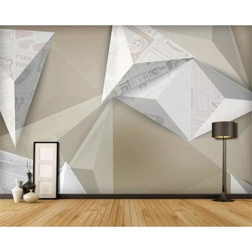 Beibehang Custom wallpaper 3d photo mural industrial style solid geometry creative abstract newspaper retro background wallpaper