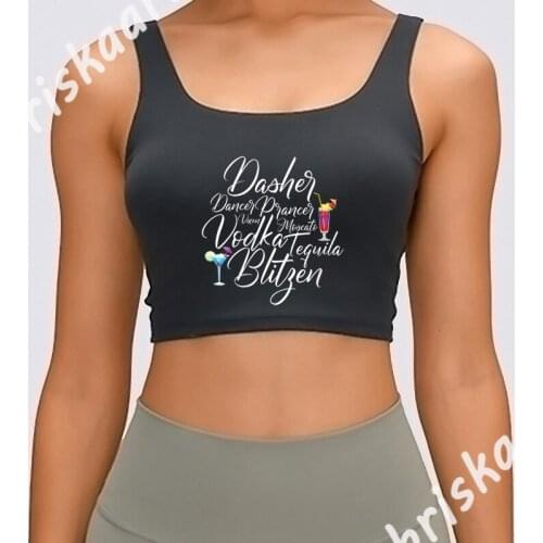 Dasher Dancer Prancer Vixen Moscato Vodka Tequila Tank Top Girls Top Summer Design Round Collar Interesting Letters Casual Vest