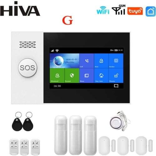 HIVA Simply Safe Alarm System for Home Apartment GSM WiFi Smart Burglar Security DIY Kit with Door and PIR Sensor