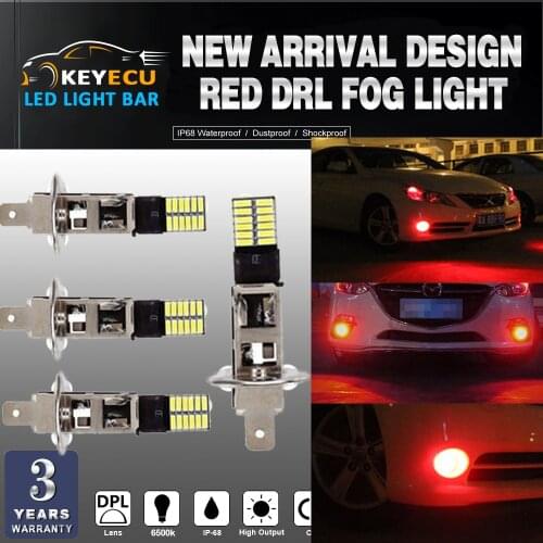 KEYECU 4PCS H1 24SMD 4014 LED Xenon HID Driving DRL Fog Light red light Bulb for Turn Signal Light, Corner Light, Side Marker