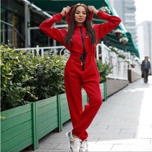 Jumpsuit Women Fashion Long Sleeve Zipper Hooded 2021 Clothing One Piece Outfit Women Club Outfits Romper Overalls Combinaisons