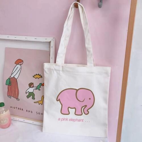 Korean Version Of The Cute Letter Shoulder Bags Fun Cartoon A Pink Elephant Handbag Harajuku shopping bag Large Women Bag Wallet