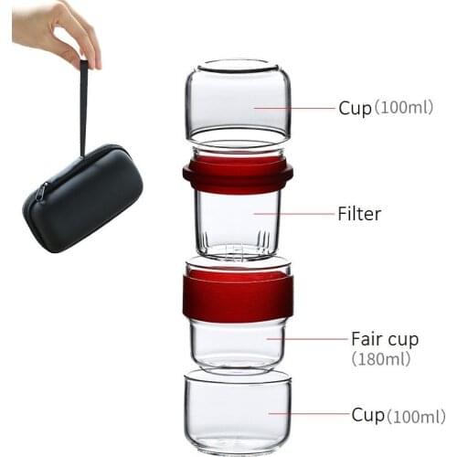 Creative Portable Tea Set for Business Travelling Tea Cup Filter Set for Business Trip Business Gift Healthy Glass Outdoor