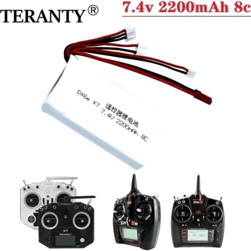 7.4V 2200mAh Lipo Battery for FrSky Taranis Q X7 Dx6e Dx6 Transmitter Spektrum DX8 Rc Spare Part 2S 7.4v Rechargeable Battery