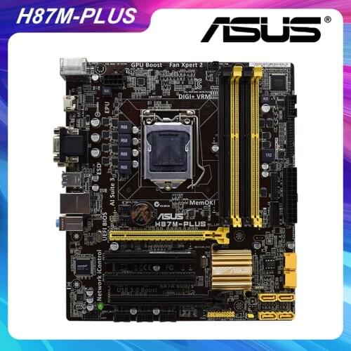 Desktop Motherboards For ASUS H87M-PLUS DDR3 H87 LGA 1150 pc motherboard Core i7 i5 i3 32G SATA3 UBS3.0 Used