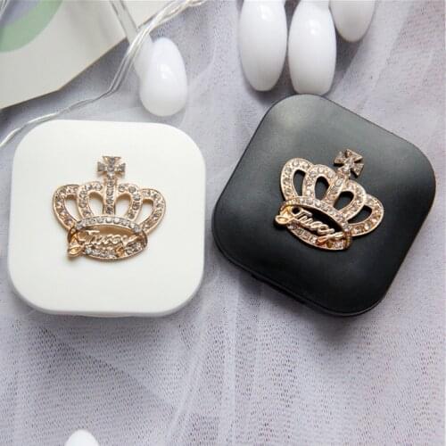 Cute Contact Lenses Case Crown Design Travel Lens Box Set With Mirror Eye Lenses Holder Container For Cosmetic Contact Lens