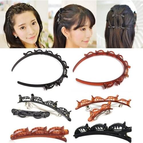 Fashion Double Layer Bands Clip Hairbands Fashion Plastic Braided Headband Punk New Knitting Womens Headwear Hair Accessories