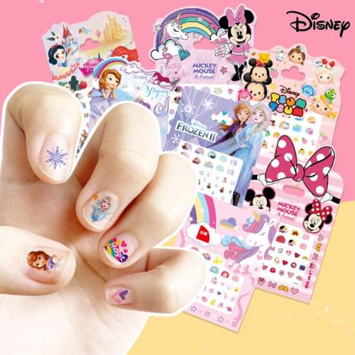Disney Frozen childrens nail stickers baby tattoo stickers Disney princess cartoon anime stickers Mickey Minnie Shufiya art
