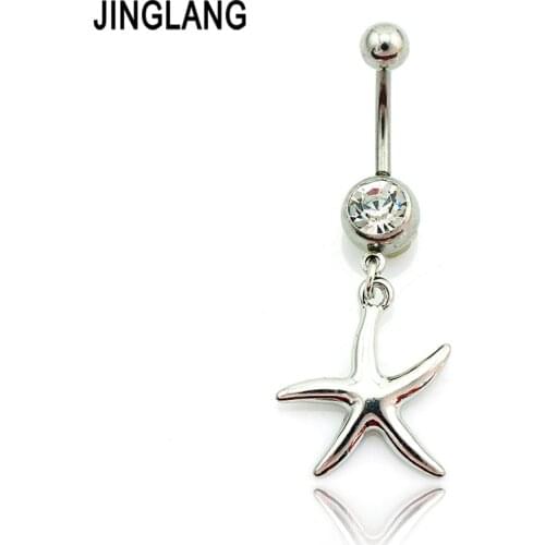 New Arrival! Fashion Navel Rings Silver Plated Surgical Steel Star Belly Button Ring Piercing Jewelry