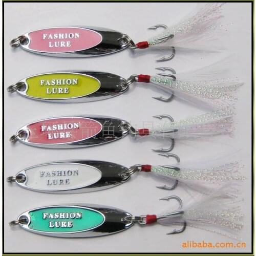 Whole Sale 100pcs/lot Feather Metal Spinnerbait Spinner Bait Fishing lure Metal Spoon Fishing Lure Free Shipment