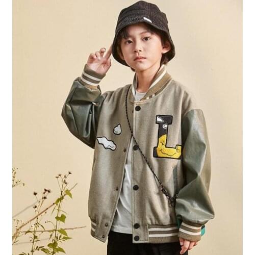 Autumn Winter Jackets For Boys Casual Warm Coats Children Long Sleeve Single Breasted Patchwork Style Outerwear 5-14 Years