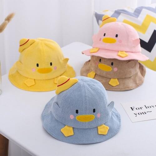 Children Fisherman Hat Corduroy Animal Embroidery Bucket Cap Spring And Autumn Outdoor Windproof Hats Girls Boys Kids Accessorie