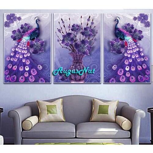 Peacocks diamond painting cross stitch birds wall art scenery diamond drawing stickers abstruse decor diy mosaic pasted craft