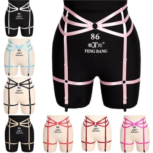 Women Leg Garter Belt Elastic Cage Body Harness Hollow Out Leg Garter Belt Suspender Strap Underwear Strappy Belt Goth Rave