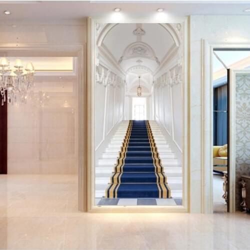 Luxury European Wall Murals Entrance Hallway 3D Wallpapers Stairs Seamless Flash Silver Non-woven Wallpapers for Living Room