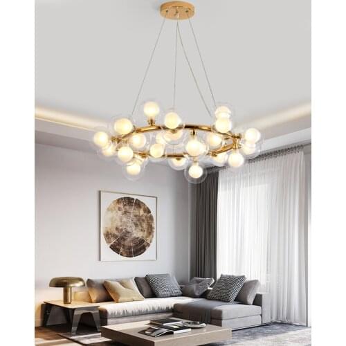 Nordic modern simple living room lamp personality restaurant light luxury chandelier creative magic bean bubble ball lamp