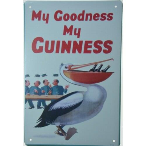 Goodness My Guinness Pelican Ireland Irish Beer Pub Bar Decoration Tin Sign Wall Art Shabby Chic Home Decor Plaque