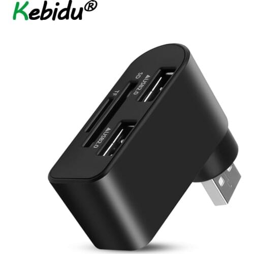 USB Hub 2.0 USB Splitter Adapter With Card Reader 2 Ports USB 2.0 Mini Rotate Hub For PC Notebook Laptop Mac USB 2.0 Hub
