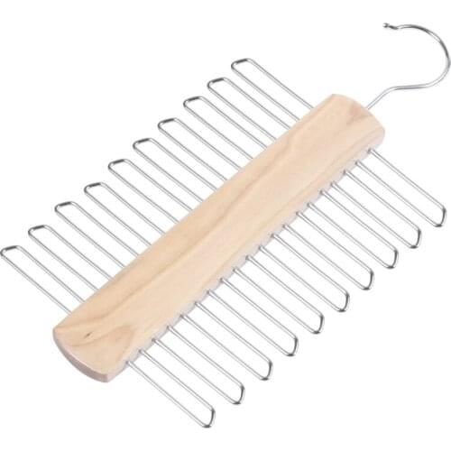 Store 20 Bar Wooden Tie Hanger Scarfs Belt Rack Organiser