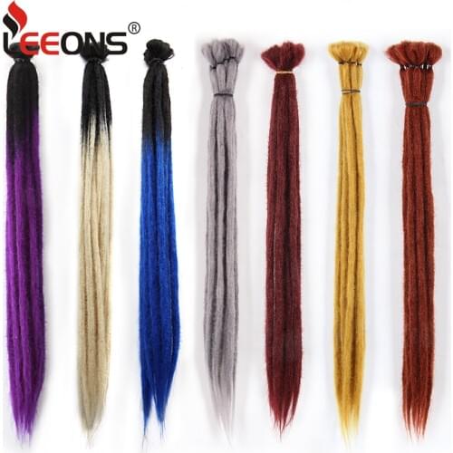 Leeons Dreadlocks Hair Extension For Women And Men Handmade Dreads Ombre Braiding Hair Pieces 1 STRAND Synthetic Crochet Braids