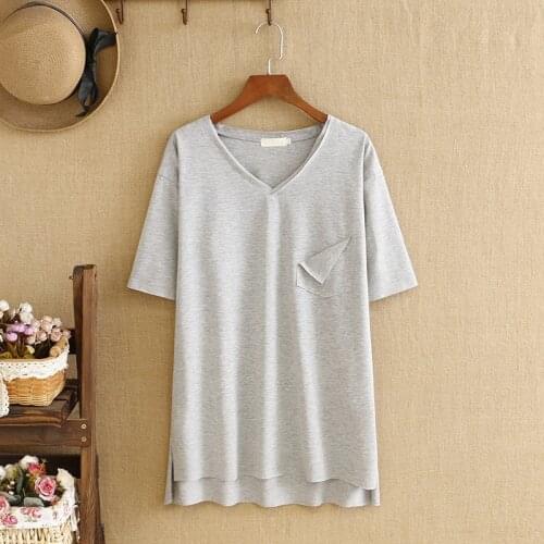 Plus Size T-Shirt For Women V-Neck Elastic Knitted Asymmetrical Element Short Sleeves Single-Layer Trimming Edge Design Summer