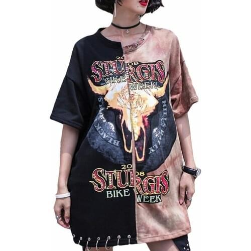 Cow Print Femme T-shirts 2020 Summer Mid-length Tops Hip Hop Short Sleeve Cute Clothes Women Korean Ladies Fashion New Clothing