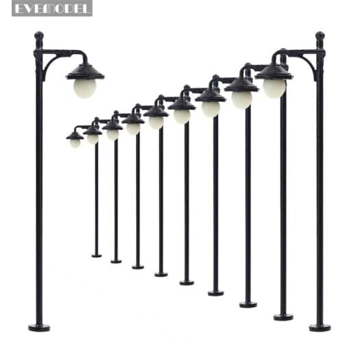 LYM22 10pcs Model Railway Train Lamp Post Street Lights HO OO Scale LEDs NEW Building Miniature