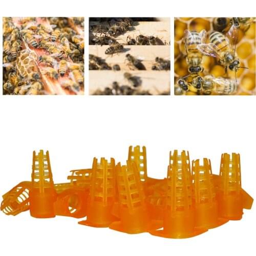 20Pcs|Beekeeping Yellow Plastic Bee Queen Cage Protective Push-In Cover Bees Cell Protector Cap Equipment For Beekeeper