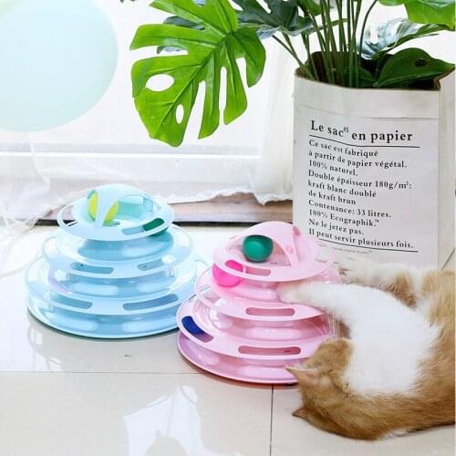4 Levels Pet Toys Cat Intelligence Amusement Disk Play Track Cat Toys Tower Tracks Training Toys Funny Triple Pay Disc Cat Toys