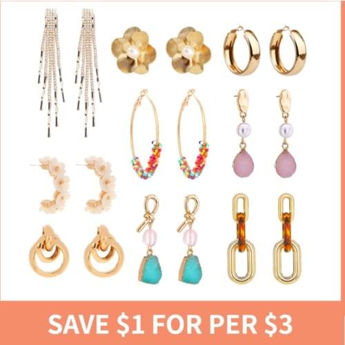 BISAER Fashion Earrings For Women Big Geometric Statement Gold Metal Drop Earrings 2021 Trendy Earings Jewelry Accessories