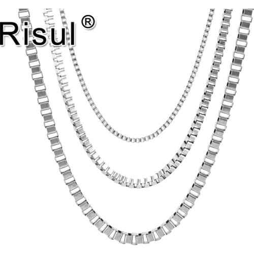 Risul Stainless steel Wholesale Box chain Sell in meters 50m a Roll / 100m a Roll For Diy personalized jewerly making Chains