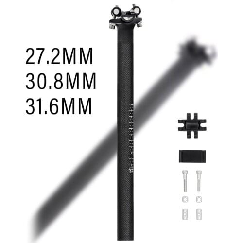 Black bicycle full carbon saddle support 3K matte 27.2/30.8/31,6 x350/400mm for MTB road bike parts