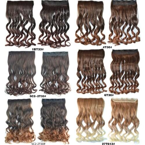 Long Curly Clip in One Piece Synthetic Hair Extension Red Black Brown 5-Clips Fake Hair Piece for Women Sylhair