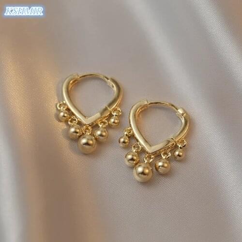 European and American Metal Ball Pendants Heart Gold Ear Buckle Korean Fashion Jewelry Wedding Girls Sexy Earrings For Woman