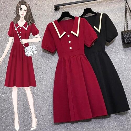 Kekeplus Store 2021 Summer New Elegant Ladies Fashion Slim Waist Dress Women Short Sleeve Peter Pan Collar Midi Dresses 181801