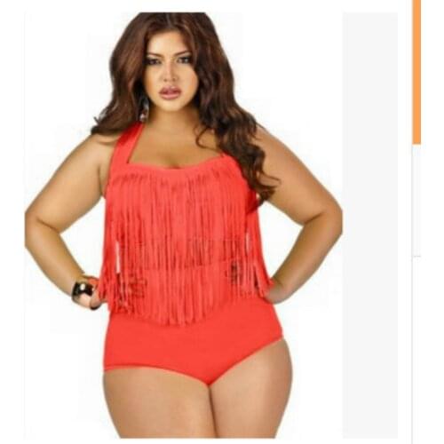 Bikini Swimsuit High Waist plus Size Tassel Swimsuit Large Size Sexy Bikinis Set Women Bra Bikini Beachwear Suit Swimwear