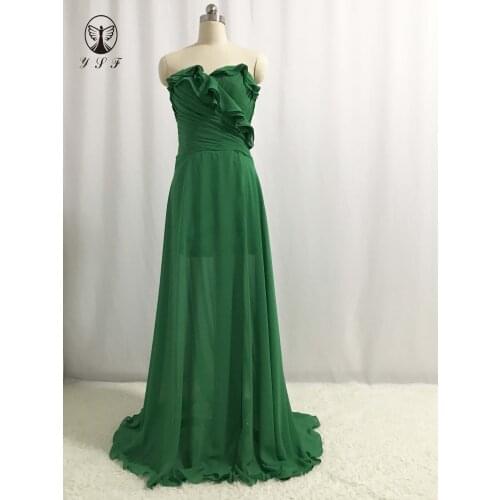Fashion Off the Shoulder Sweetheart Pleated Ruffled Sleeveless A Line Green Prom Dresses