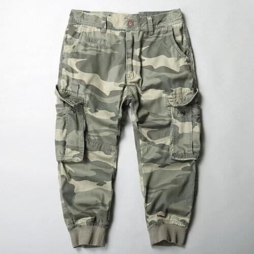Mens Cargo Pants Plus Size Casual Loose Beam mouth Pants Men Fashion Baggy Trousers Mens Male Camouflage Green